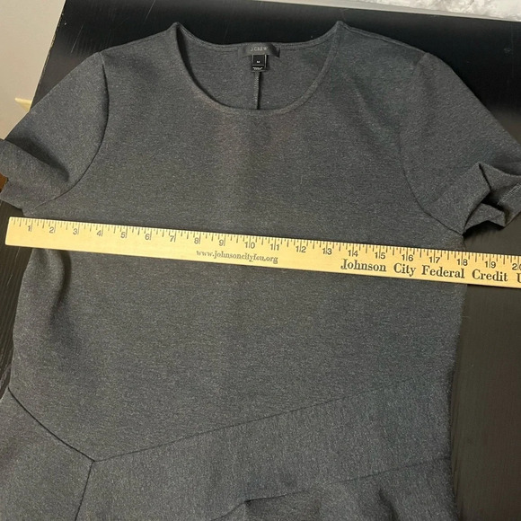 Woman’s J.Crew Blouse/medium/Heather gray/Ruffle flair bottom with short sleeves - Picture 4 of 15